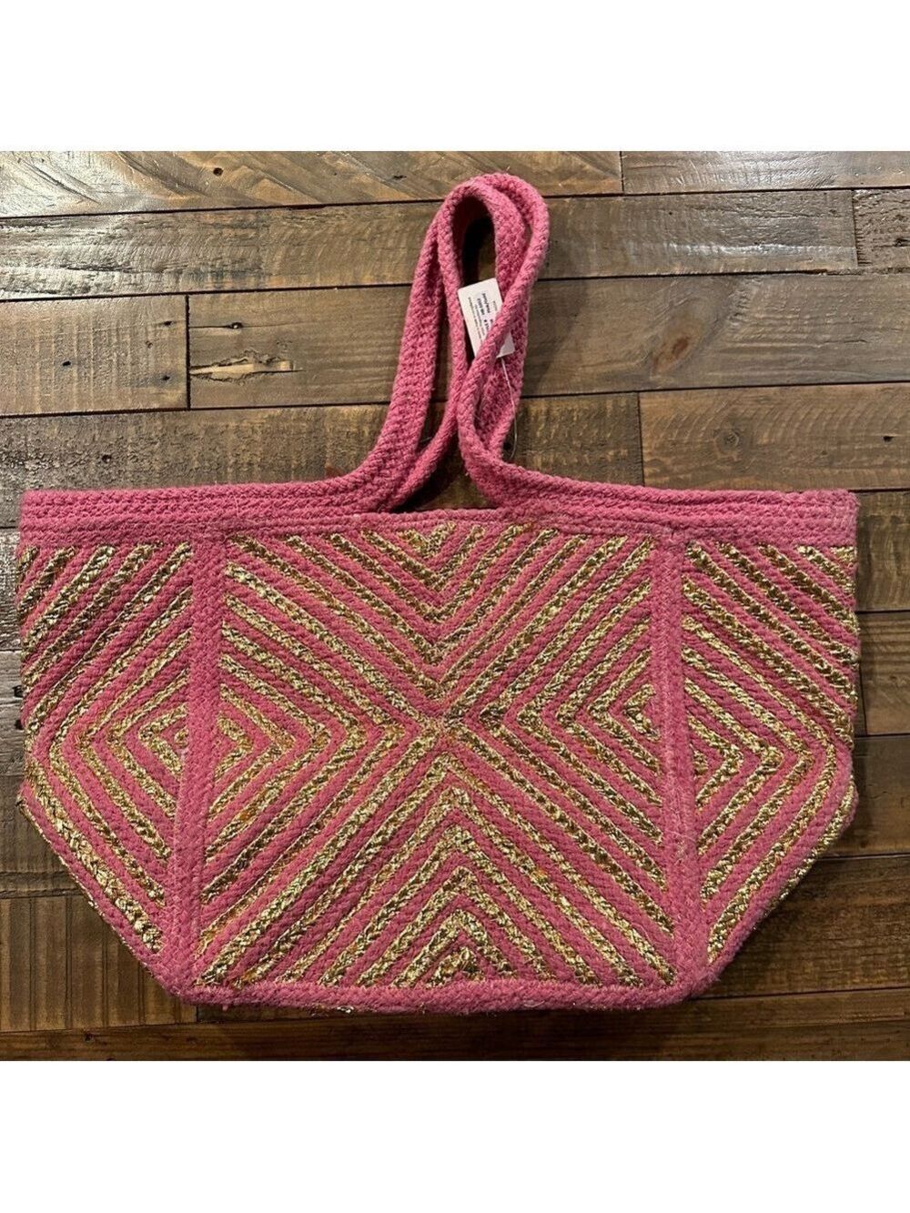 Fabulous MJ New York Tribal Aztec Gold & Pink Shoulder Tote New With Tag - Picture 2 of 7